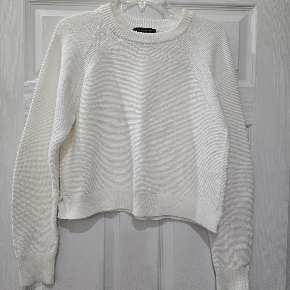 French Connection White Crew Neck Knit Sweater, Size L OFFERS WELCOME!!!